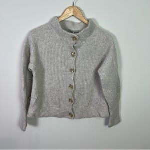 Everlane The Cropped Alpaca Almond Cardigan Sweater